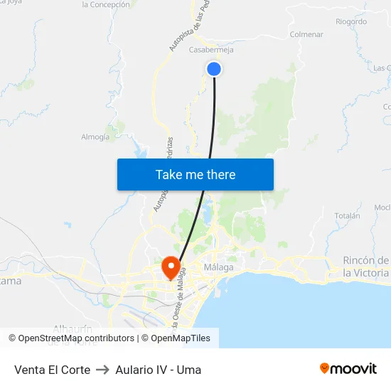 Venta El Corte to Aulario IV - Uma map