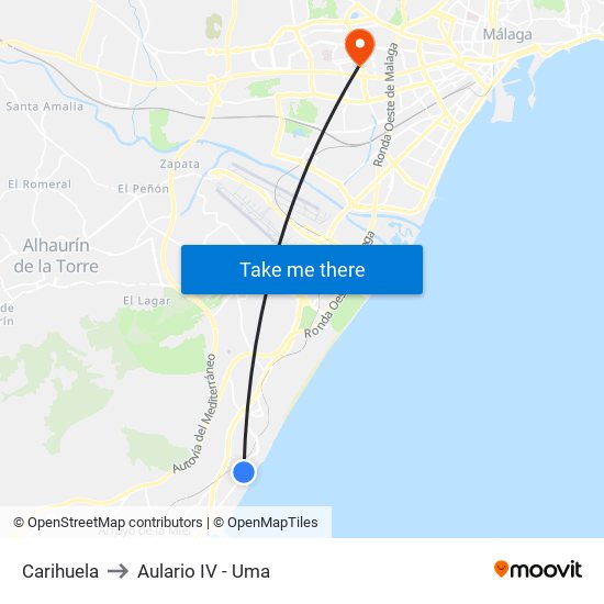 Carihuela to Aulario IV - Uma map