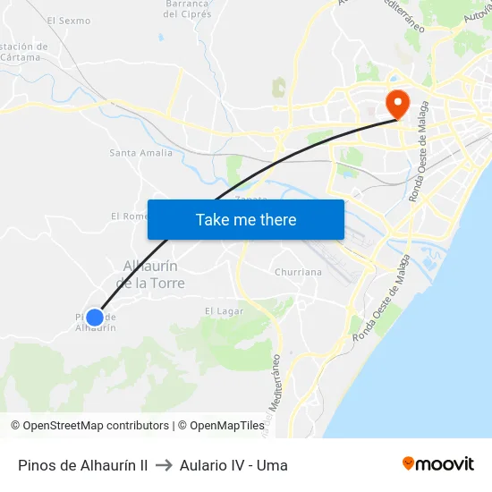 Pinos de Alhaurín II to Aulario IV - Uma map