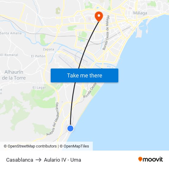 Casablanca to Aulario IV - Uma map