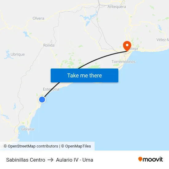 Sabinillas Centro to Aulario IV - Uma map
