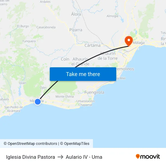 Iglesia Divina Pastora to Aulario IV - Uma map