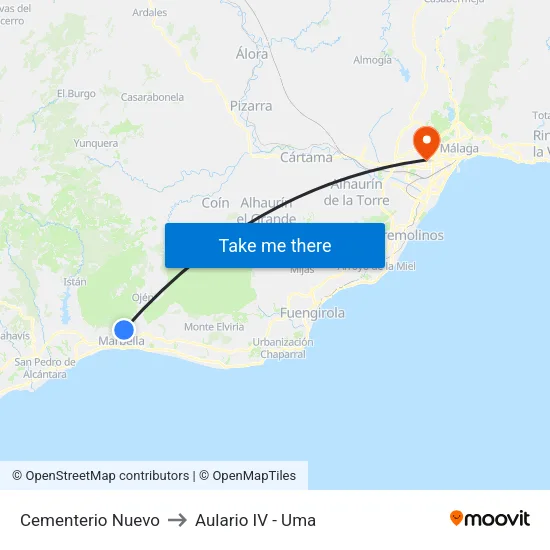Cementerio Nuevo to Aulario IV - Uma map