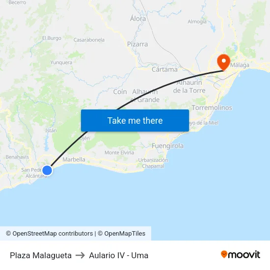 Plaza Malagueta to Aulario IV - Uma map