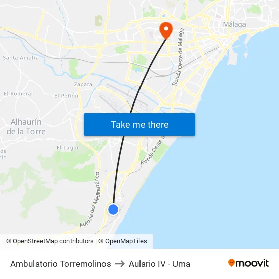 Ambulatorio Torremolinos to Aulario IV - Uma map
