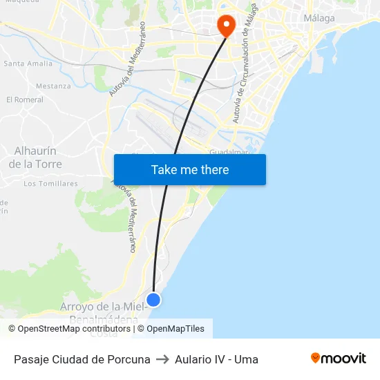 Pasaje Ciudad de Porcuna to Aulario IV - Uma map