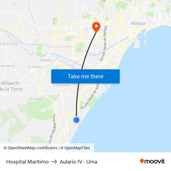 Hospital Marítimo to Aulario IV - Uma map