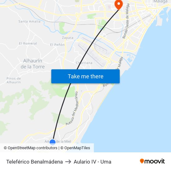 Teleférico Benalmádena to Aulario IV - Uma map