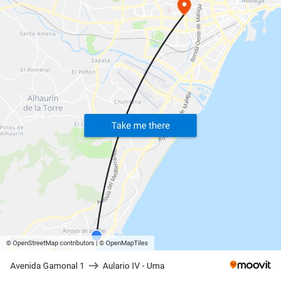 Avenida Gamonal 1 to Aulario IV - Uma map