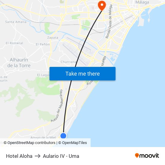 Hotel Aloha to Aulario IV - Uma map