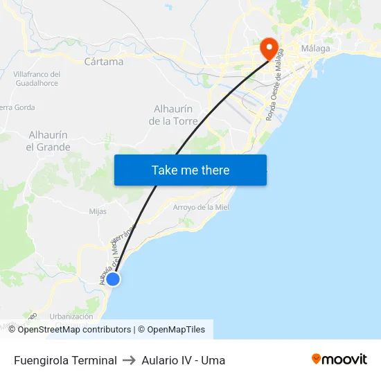 Fuengirola Terminal to Aulario IV - Uma map