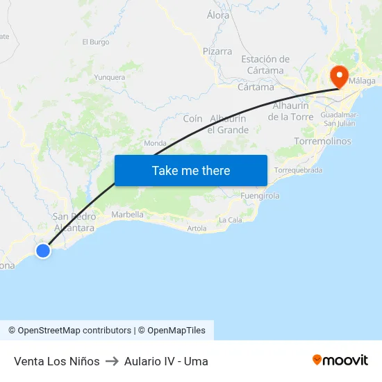 Venta Los Niños to Aulario IV - Uma map