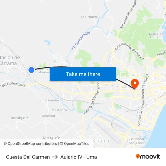 Cuesta Del Carmen to Aulario IV - Uma map