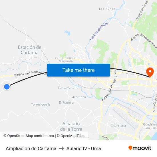 Ampliación de Cártama to Aulario IV - Uma map