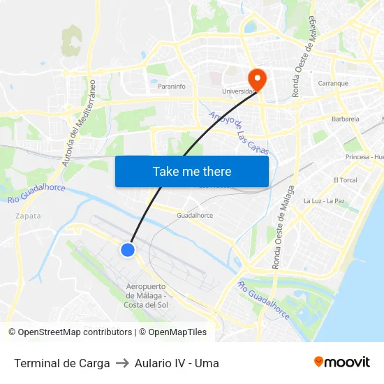 Terminal de Carga to Aulario IV - Uma map