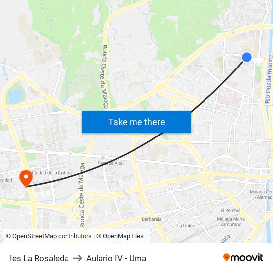 Ies La Rosaleda to Aulario IV - Uma map