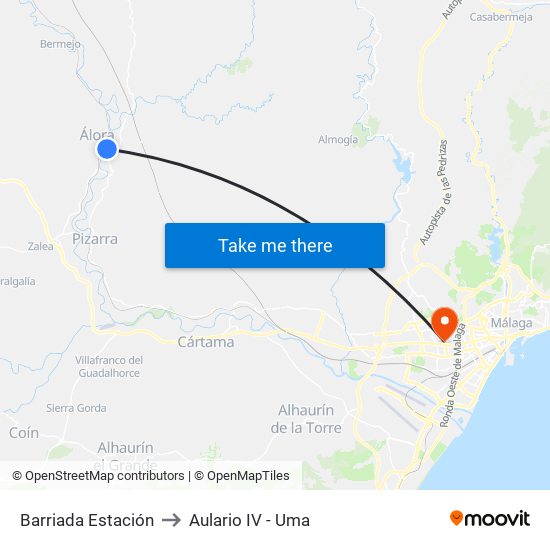 Barriada Estación to Aulario IV - Uma map