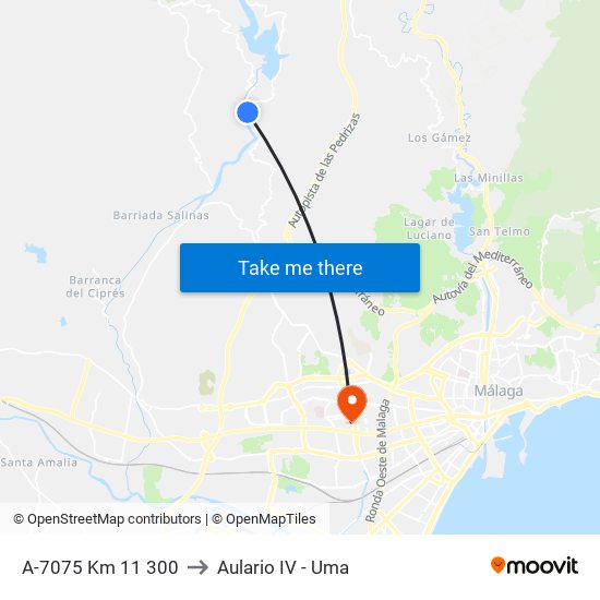 A-7075 Km 11 300 to Aulario IV - Uma map