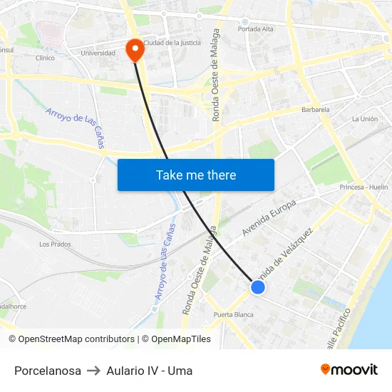 Porcelanosa to Aulario IV - Uma map