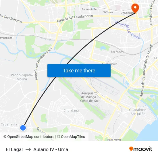 El Lagar to Aulario IV - Uma map