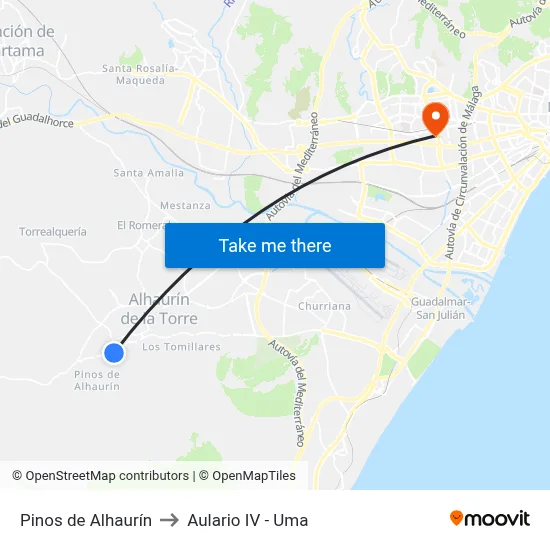 Pinos de Alhaurín to Aulario IV - Uma map
