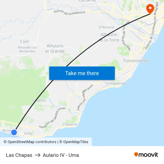Las Chapas to Aulario IV - Uma map