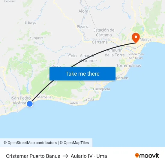 Cristamar Puerto Banus to Aulario IV - Uma map