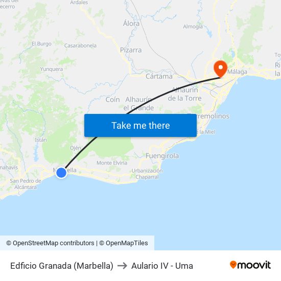 Edficio Granada (Marbella) to Aulario IV - Uma map