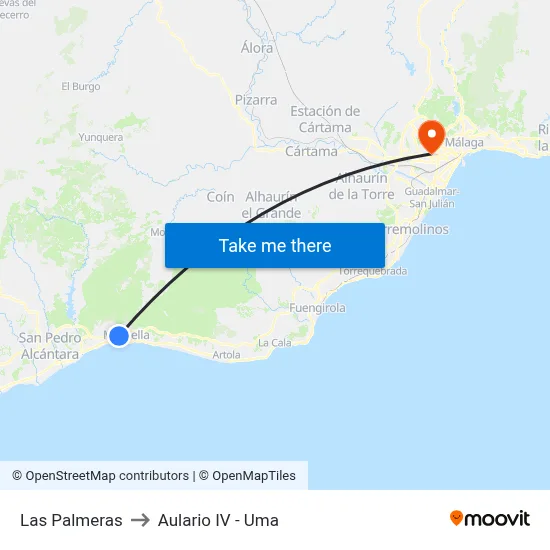 Las Palmeras to Aulario IV - Uma map