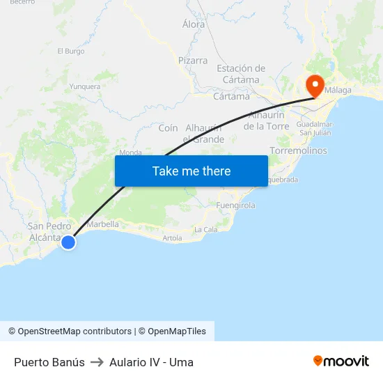 Puerto Banús to Aulario IV - Uma map