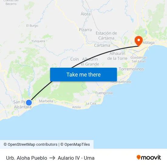 Urb. Aloha Pueblo to Aulario IV - Uma map