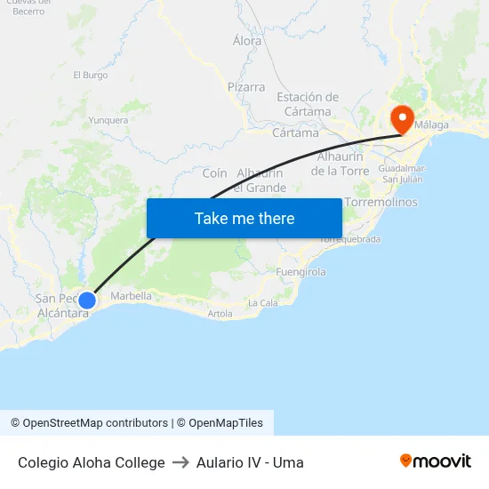 Colegio Aloha College to Aulario IV - Uma map