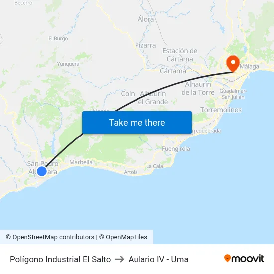 Polígono Industrial El Salto to Aulario IV - Uma map