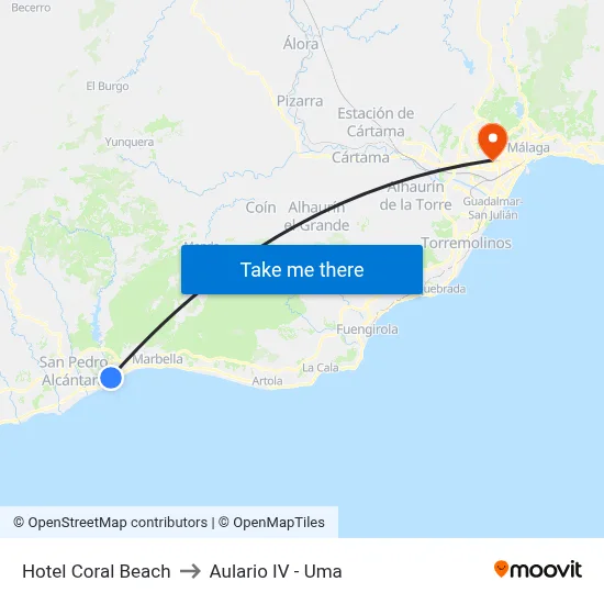 Hotel Coral Beach to Aulario IV - Uma map