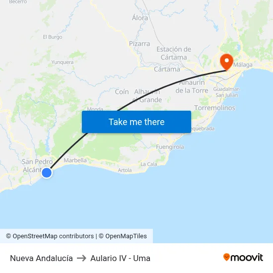 Nueva Andalucía to Aulario IV - Uma map