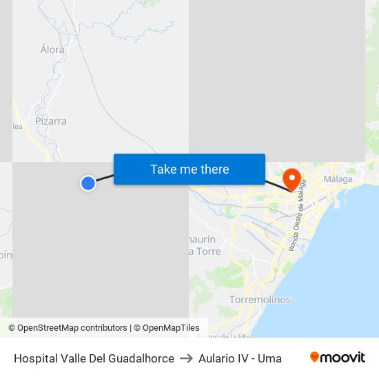 Hospital Valle Del Guadalhorce to Aulario IV - Uma map