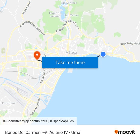 Baños Del Carmen to Aulario IV - Uma map