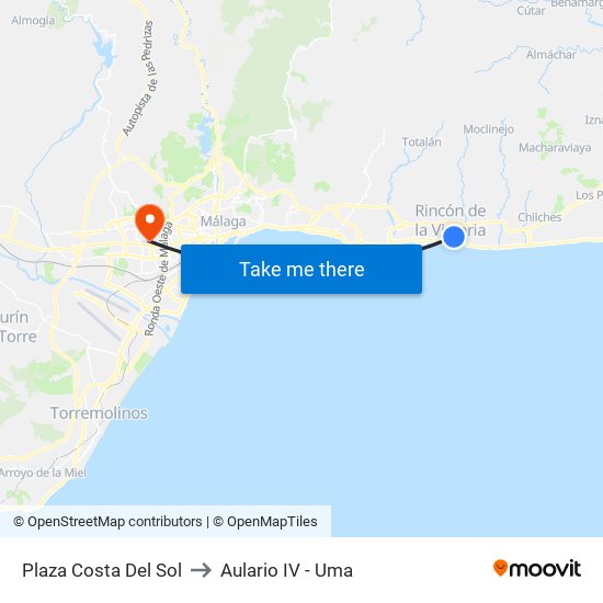 Plaza Costa Del Sol to Aulario IV - Uma map