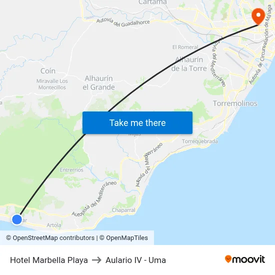 Hotel Marbella Playa to Aulario IV - Uma map
