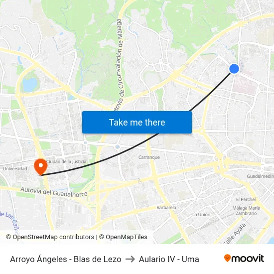 Arroyo Ángeles - Blas de Lezo to Aulario IV - Uma map