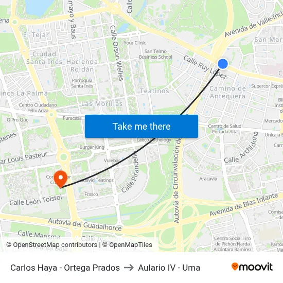 Carlos Haya - Ortega Prados to Aulario IV - Uma map