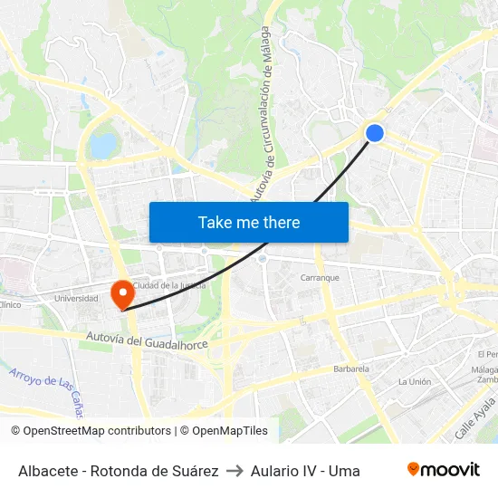 Albacete - Rotonda de Suárez to Aulario IV - Uma map