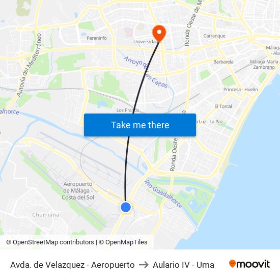 Avda. de Velazquez - Aeropuerto to Aulario IV - Uma map