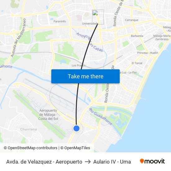 Avda. de Velazquez - Aeropuerto to Aulario IV - Uma map