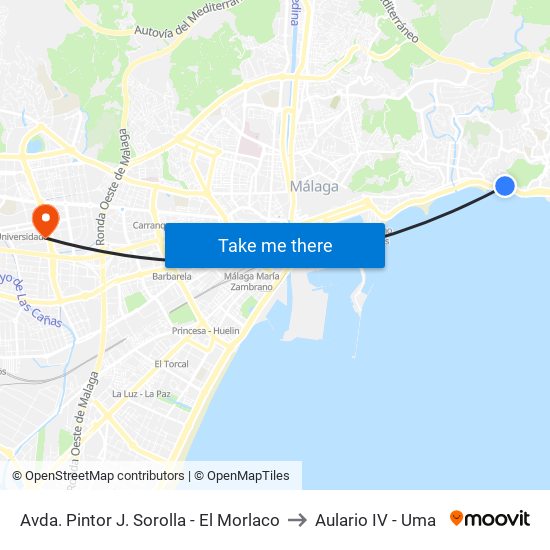 Avda. Pintor J. Sorolla - El Morlaco to Aulario IV - Uma map