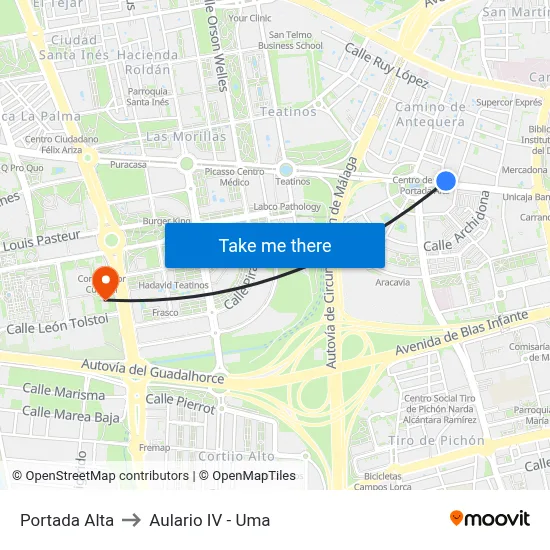 Portada Alta to Aulario IV - Uma map