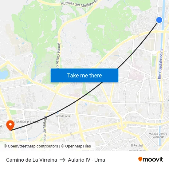 Camino de La Virreina to Aulario IV - Uma map