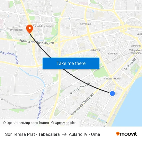 Sor Teresa Prat - Tabacalera to Aulario IV - Uma map