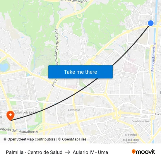 Palmilla - Centro de Salud to Aulario IV - Uma map