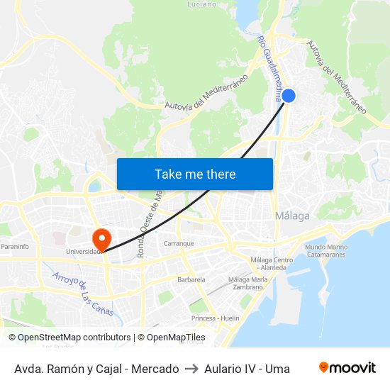 Avda. Ramón y Cajal - Mercado to Aulario IV - Uma map